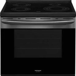 Promo 😀 Frigidaire Gallery 29-7/8 in. Electric 4-Burner Smoothtop Freestanding Range in Black Stainless ❤️